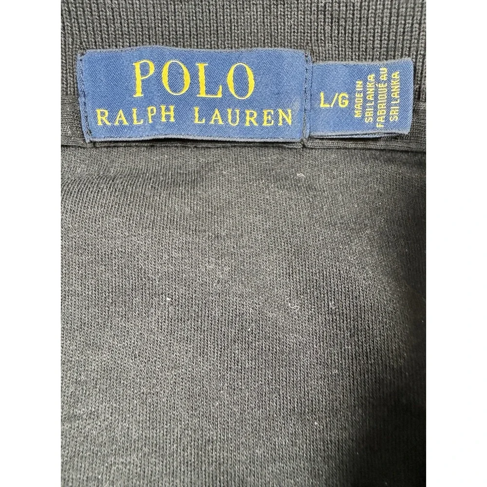 Polo Ralph Lauren Mens Polo Shirt Large Black White Pony Short Sleeve